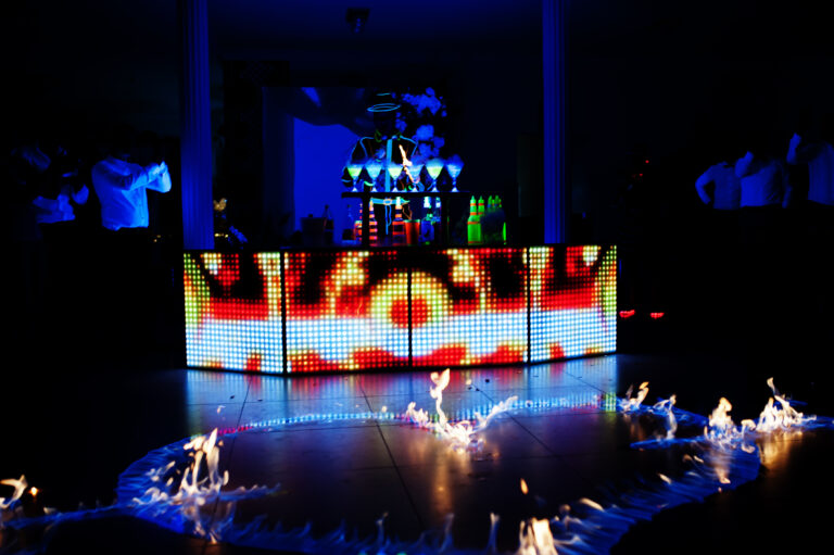 Professional barman and led light show