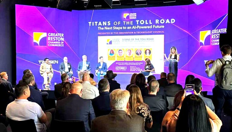 A professional conference panel discussion titled "Titans of the Toll Road: The Next Steps to an AI-Powered Future" hosted…